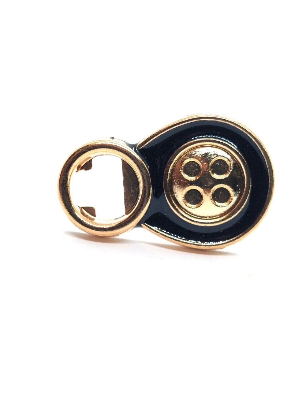 Black Gold Button Pin Sewing Craft Tailor Fashion Vintage Collector Brooch